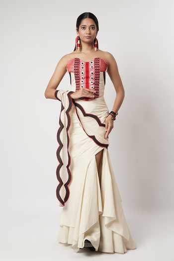 Shwetanga Draped Layered Skirt Set 