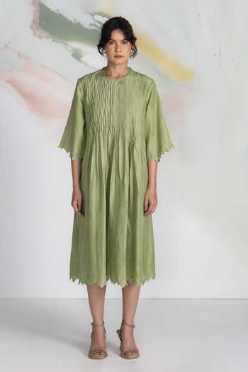 Ilk Green Crepe, Viscose Embroidery Round Neck Patchwork Bib Jacket Online at Aza Fashions Ilk_Green Crepe, Viscose Embroidery Round Neck Patchwork Bib Jacket _Online_at_Aza_Fashions