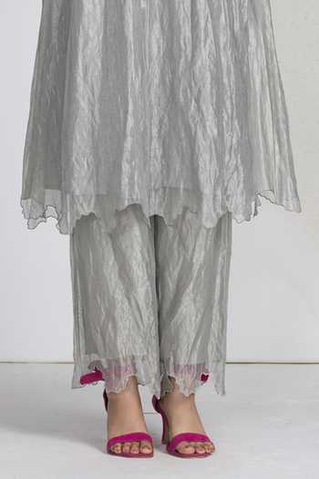 Buy Ilk Silver Silk, Tissue Embroidery Lunar Scallop Pant Online at Aza Fashions Buy_Ilk_Silver Silk, Tissue Embroidery Lunar Scallop Pant _Online_at_Aza_Fashions