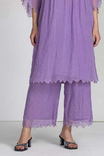 Ilk_Lavender Organza, Mukaish Embroidery Wisteria Scallop Hem Pant _Online_at_Aza_Fashions