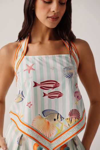 NOIB_Multi Color Poplin Halter Neck Hazel Printed Blouse _Online_at_Aza_Fashions
