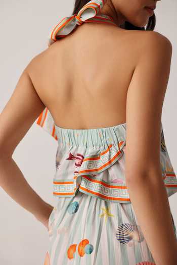 Buy_NOIB_Multi Color Poplin Halter Neck Hazel Printed Blouse _Online_at_Aza_Fashions