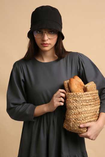 Shop_MATI_Grey Cotton Round Neck Ash Rib Vasara Dress _Online_at_Aza_Fashions
