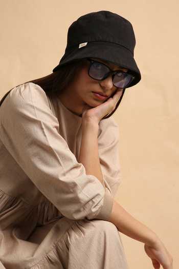 Shop_MATI_Beige Cotton Round Neck Sand Rib Vasara Dress _Online_at_Aza_Fashions