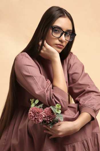 MATI_Blush Cotton Round Neck Rib Vasara Dress _Online_at_Aza_Fashions