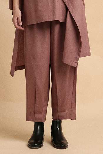 MATI_Pink Cotton Turtle Neck Blush Toga Top And Pant Co-ord Set _Online_at_Aza_Fashions