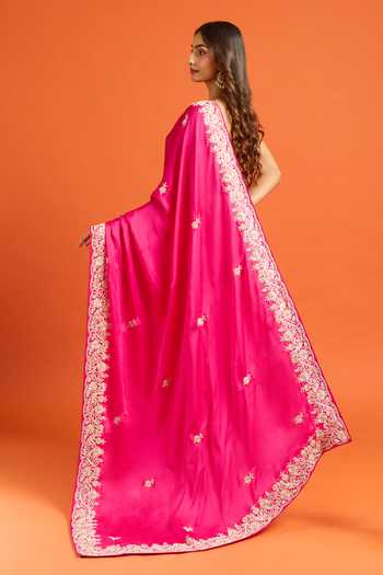 Samyukta Singhania Pink Embroidery, Zari Butti Saree And Running Blouse Set Online at Aza Fashions Samyukta Singhania_Pink Embroidery, Zari Butti Saree And Running Blouse Set _Online_at_Aza_Fashions