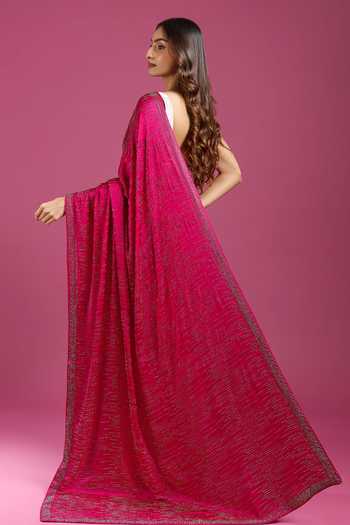 Samyukta Singhania Pink Crepe, Chinon Sequins Pure Saree And Running Blouse Set Online at Aza Fashions Samyukta Singhania_Pink Crepe, Chinon Sequins Pure Saree And Running Blouse Set _Online_at_Aza_Fashions