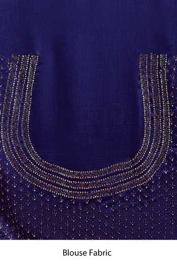 Shop Samyukta Singhania Blue Crepe, Chinon Sequins Embellished Saree And Running Blouse Set Shop_Samyukta Singhania_Blue Crepe, Chinon Sequins Embellished Saree And Running Blouse Set
