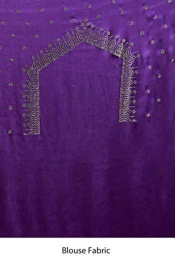 Shop Samyukta Singhania Purple Crepe, Chinon Sequins, Zari, Stones Pure Saree And Running Blouse Set Shop_Samyukta Singhania_Purple Crepe, Chinon Sequins, Zari, Stones Pure Saree And Running Blouse Set