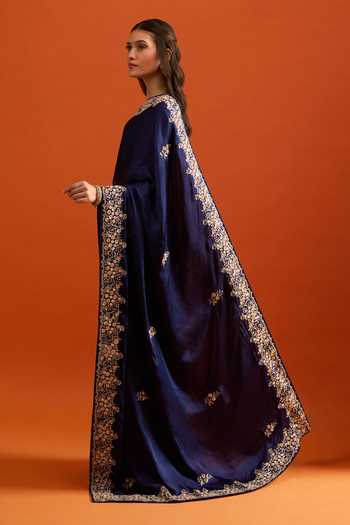 Samyukta Singhania Blue Embroidery, Zari Saree And Running Blouse Set Online at Aza Fashions Samyukta Singhania_Blue Embroidery, Zari Saree And Running Blouse Set _Online_at_Aza_Fashions