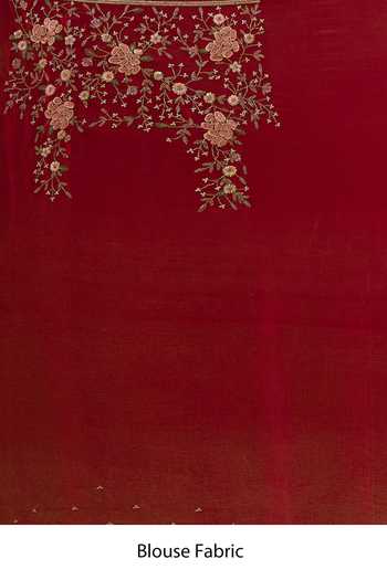 Buy_Samyukta Singhania_Maroon Crepe, Chinon Embroidery, Sequins, Zari Saree And Running Blouse Set _Online_at_Aza_Fashions