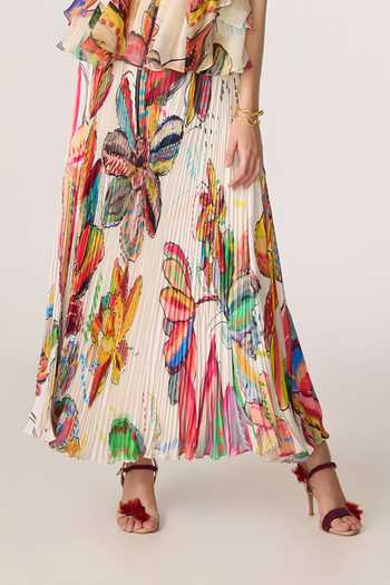 Buy_Saaksha & Kinni_Multi Color Chiffon, Polyester Zora Print Skirt 