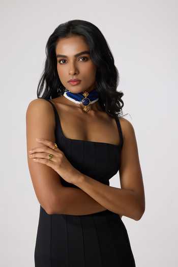 Buy Saaksha & Kinni Black Cotton, Lycra Square Neck Enola Sleeveless Pleated Hem Dress Buy_Saaksha & Kinni_Black Cotton, Lycra Square Neck Enola Sleeveless Pleated Hem Dress