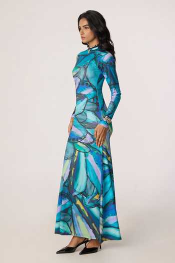 Buy_Saaksha & Kinni_Multi Color Lycra High Neck Lana Print Dress 