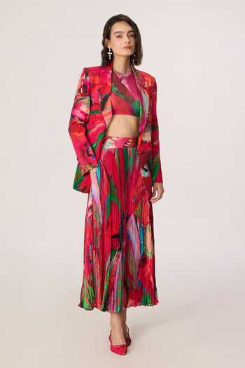 Buy_Saaksha & Kinni_Pink Chiffon, Jersey, Polyester Zora Printed Skirt _Online_at_Aza_Fashions