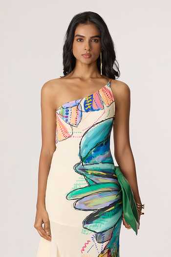 Buy Saaksha & Kinni Multi Color Crepe One Shoulder Dorothy Print Dress Online at Aza Fashions Buy_Saaksha & Kinni_Multi Color Crepe One Shoulder Dorothy Print Dress _Online_at_Aza_Fashions