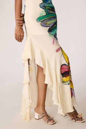 Buy Saaksha & Kinni Multi Color Crepe One Shoulder Dorothy Print Dress Buy_Saaksha & Kinni_Multi Color Crepe One Shoulder Dorothy Print Dress