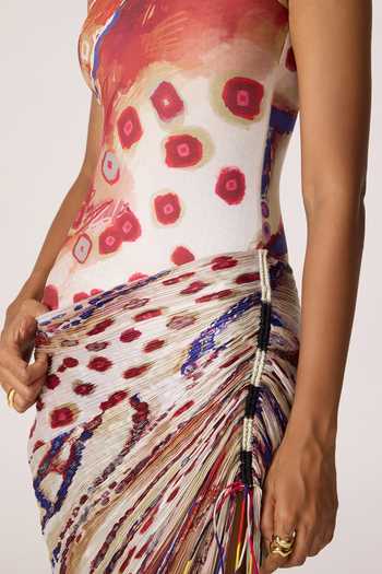 Buy_Saaksha & Kinni_Multi Color Chiffon, Jersey, Polyester Mirrors, Tassels High Winslet Print Dress 