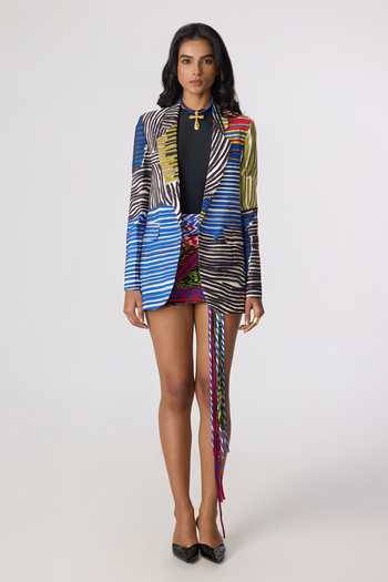 Buy_Saaksha & Kinni_Multi Color Crepe Rebekkah Printed Blazer _Online_at_Aza_Fashions