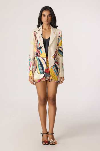 Saaksha & Kinni_Multi Color Crepe Rebekkah Printed Blazer _Online_at_Aza_Fashions