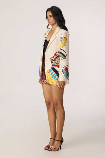 Buy_Saaksha & Kinni_Multi Color Crepe Rebekkah Printed Blazer _Online_at_Aza_Fashions
