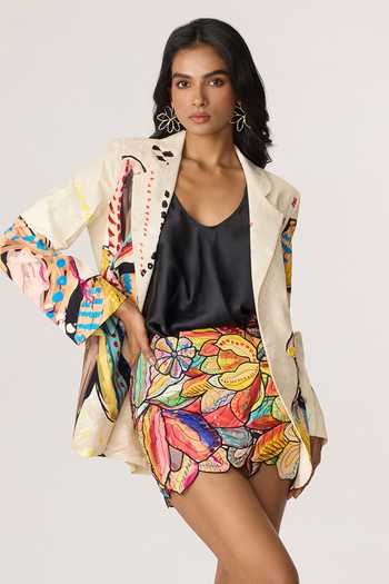 Buy_Saaksha & Kinni_Multi Color Crepe Rebekkah Printed Blazer 