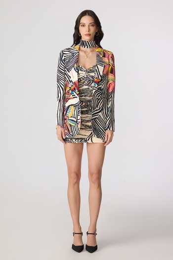 Buy_Saaksha & Kinni_Multi Color Crepe Rebekkah Printed Blazer _Online_at_Aza_Fashions