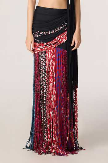 Buy_Saaksha & Kinni_Multi Color Chiffon, Lycra Tassels Eden Skirt 