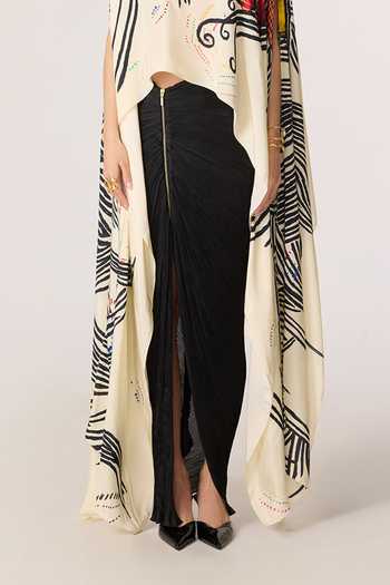 Buy_Saaksha & Kinni_Black Chiffon, Polyester Gigi Pleated Skirt 