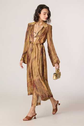 Saaksha & Kinni Gold Silk, Tissue Vellora Print Trouser Online at Aza Fashions Saaksha & Kinni_Gold Silk, Tissue Vellora Print Trouser _Online_at_Aza_Fashions