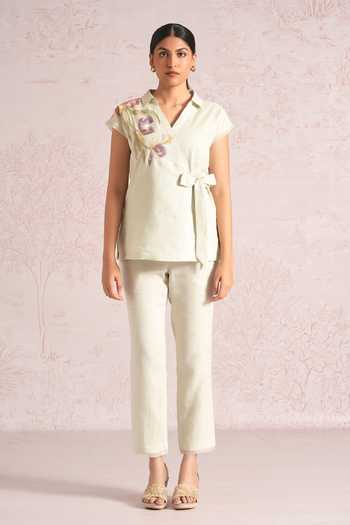Kaveri Painted Petals Wrap Top & Pant Set 