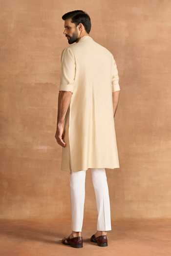 Shop Raghavendra Rathore Jodhpur Beige Silk Raw Light Kurta at Aza Fashions Shop_Raghavendra Rathore Jodhpur_Beige Silk Raw Light Kurta _at_Aza_Fashions