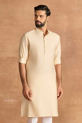 Buy Raghavendra Rathore Jodhpur Beige Silk Raw Light Kurta at Aza Fashions Buy_Raghavendra Rathore Jodhpur_Beige Silk Raw Light Kurta _at_Aza_Fashions