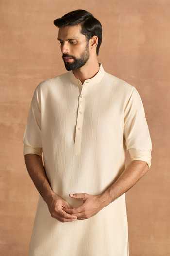 Buy Raghavendra Rathore Jodhpur Beige Silk Zari Gilded Full Sleeve Kurta Online at Aza Fashions Buy_Raghavendra Rathore Jodhpur_Beige Silk Zari Gilded Full Sleeve Kurta _Online_at_Aza_Fashions