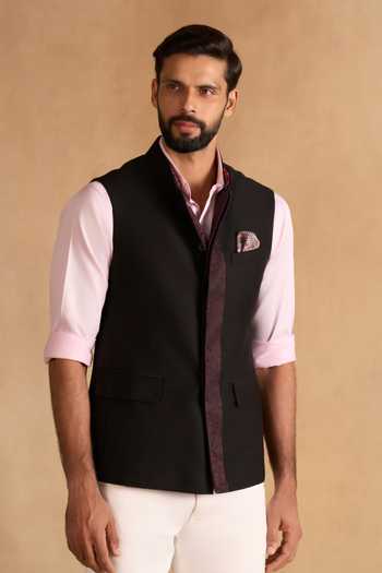 Buy_Raghavendra Rathore Jodhpur_Black Heritage Nehru Jacket _Online_at_Aza_Fashions