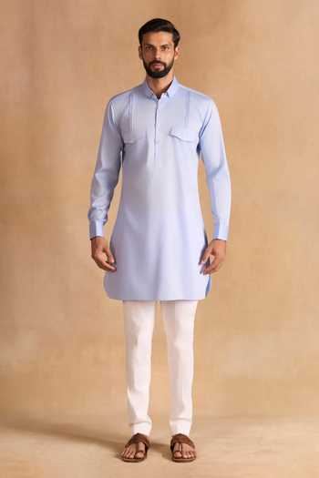 Raghavendra Rathore Jodhpur Blue Cotton Azure Pathani Kurta Online at Aza Fashions Raghavendra Rathore Jodhpur_Blue Cotton Azure Pathani Kurta _Online_at_Aza_Fashions
