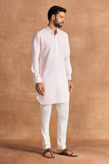 Buy_Raghavendra Rathore Jodhpur_Pink Cotton Soft Day Kurta _Online_at_Aza_Fashions