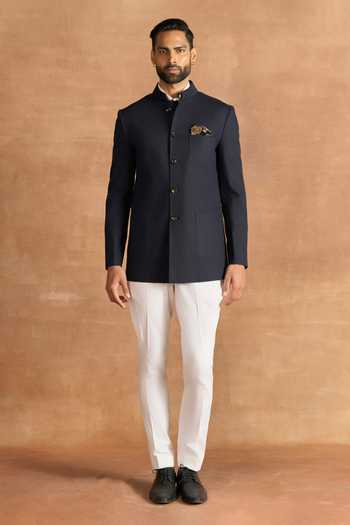 Raghavendra Rathore Jodhpur Black Suiting Midnight Classic Bandhgala Online at Aza Fashions Raghavendra Rathore Jodhpur_Black Suiting Midnight Classic Bandhgala _Online_at_Aza_Fashions