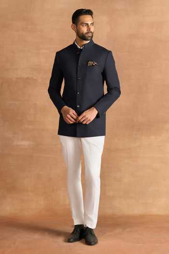 Buy Raghavendra Rathore Jodhpur Black Suiting Midnight Classic Bandhgala Online at Aza Fashions Buy_Raghavendra Rathore Jodhpur_Black Suiting Midnight Classic Bandhgala _Online_at_Aza_Fashions