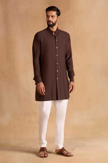Raghavendra Rathore Jodhpur_Brown Classic Kurta _Online_at_Aza_Fashions