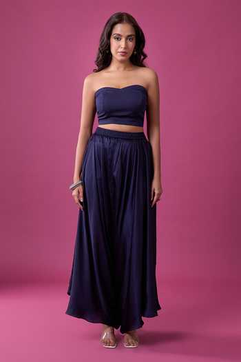 Shop Prisho Blue Embroidery, Sequins, Beads, Mirrors One Embellished Tunic And Pant Set Shop_Prisho_Blue Embroidery, Sequins, Beads, Mirrors One Embellished Tunic And Pant Set