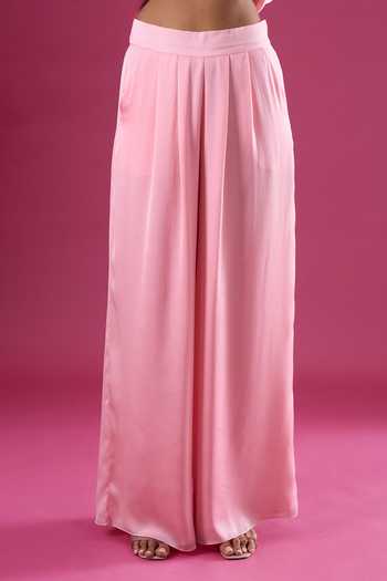 Amit Aggarwal_Pink Chiffon Placed Embellished Cape Pant Set _Online_at_Aza_Fashions
