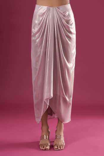 Buy_Amit Aggarwal_Pink Chiffon Sequin Cape And Skirt Set 