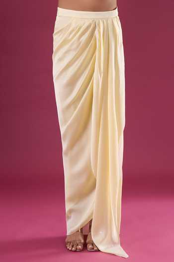 Buy_Amit Aggarwal_Yellow Chiffon Asymmetric Cape And Skirt Set 