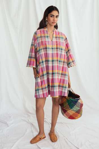 Jodi Sherbet Chanderi Shift Dress