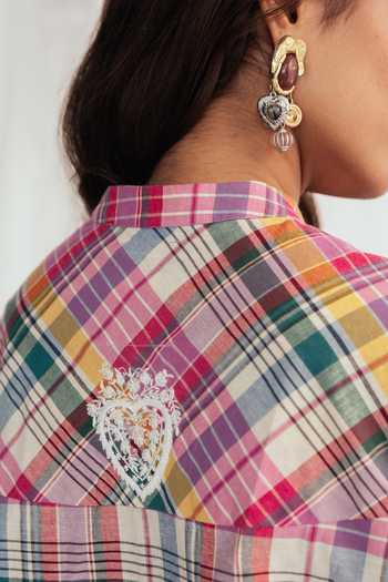 Shop Jodi Multi Color Chanderi Embroidery Split V-neck Sherbet Shift Dress Online at Aza Fashions Shop_Jodi_Multi Color Chanderi Embroidery Split V-neck Sherbet Shift Dress _Online_at_Aza_Fashions