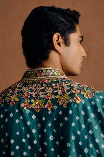 Amaare_Green Silk Sequins, Beads, Gota Patti Marvaan Embroidered Kurta Set _Online_at_Aza_Fashions
