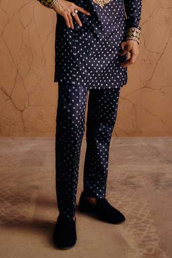 Amaare_Blue Silk Sequins, Beads, Gota Patti Rajvat Embroidered Kurta Set _Online_at_Aza_Fashions