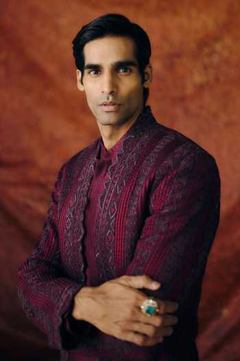 Buy_Amaare_Purple Silk, Organza, Wool Embroidery, Sequins, Samvara Hand Bandhgala Set _Online_at_Aza_Fashions